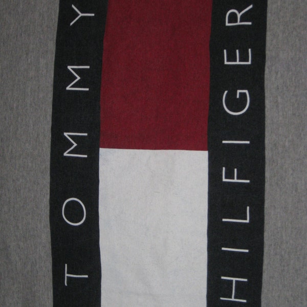 Rare Vintage 1990s Tommy Hilfiger Hip Hop Rave Signature Logo Graphic T Shirt