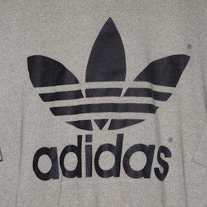 ADIDAS T Shirt TREFOIL Reflective Silver Logo WHITE Men’s LARGE Retro  Running