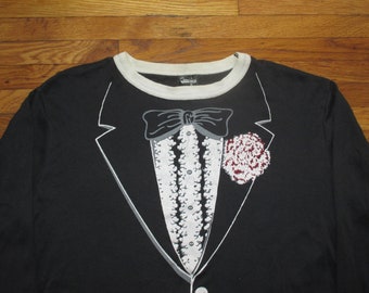 Rare Vintage 1980s Tuxedo Long Sleeve T Shirt