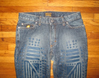 Rare NOS Vintage 1990s Walter Van Beirendonck W< Rubber Graphic Jeans