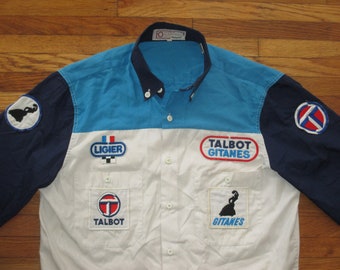 Rare Vintage 1980s Talbot Gitanes Ligier F1 Pit Crew Car Racing Shirt