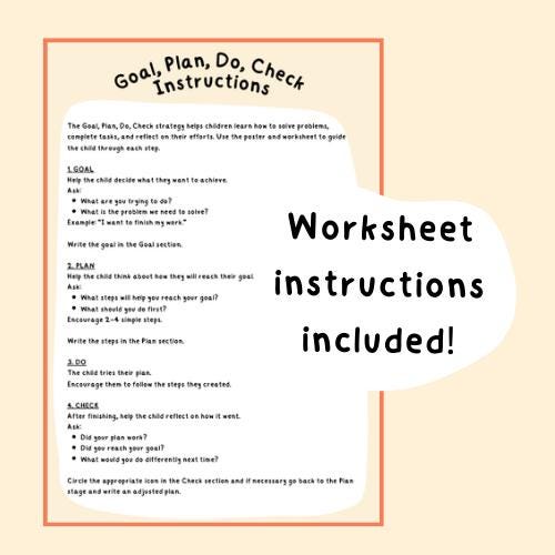 Goal Plan Do Check Poster & Worksheet | Executive Functioning Tool for ...