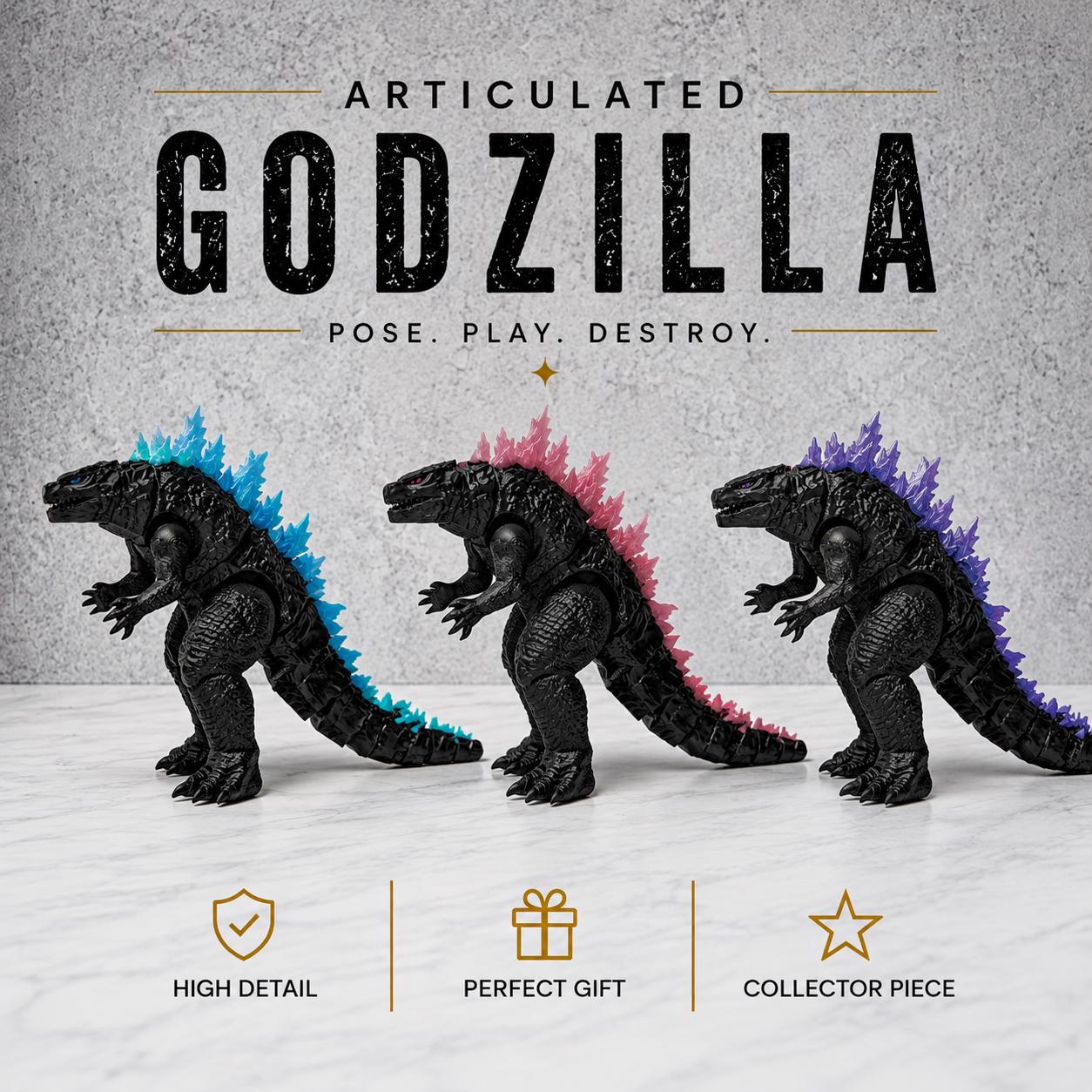 Articulated Godzilla Figure | 3D Printed Gojira Display| Poseable ...