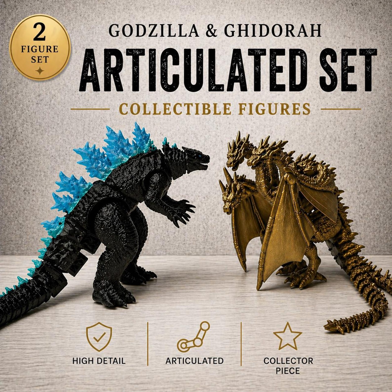 Articulated Godzilla & Ghidorah Set | 3D Printed Poseable Monster Desk ...