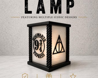 Harry Potter Lamp | Hogwarts Symbols LED Light | 3D Printed Wizard Desk Decor