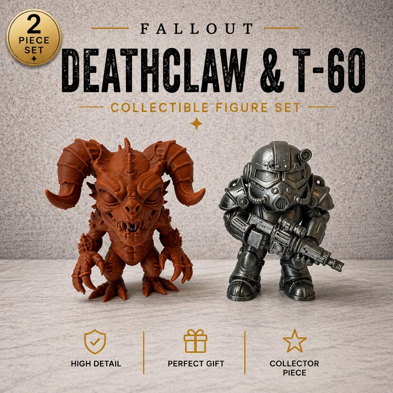 Fallout T-60 Power Armor & Deathclaw 3D Printed Figurine Set - Etsy