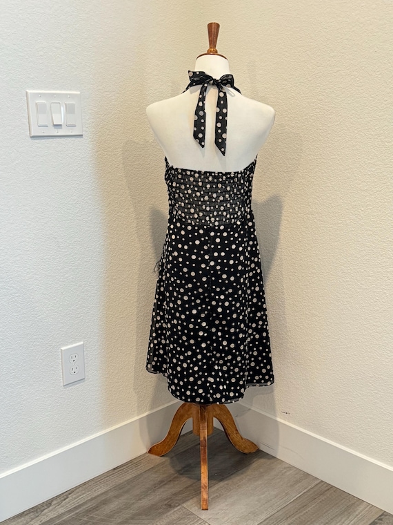 betsey johnson polka dot halter dress As Is : Rare Vintage 1990s Velvet Burnout Halter ruffle