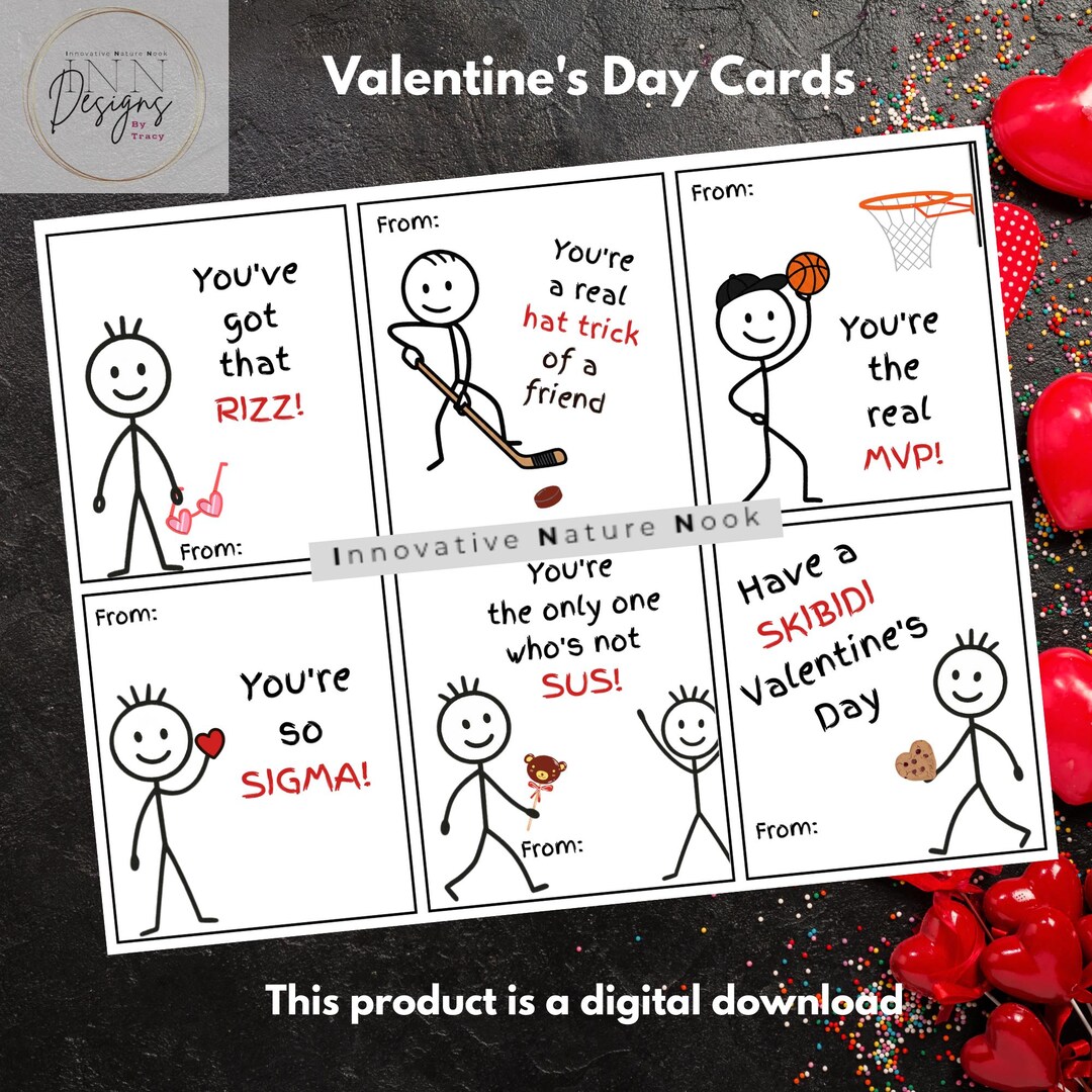 Digital Valentine's Day Cards for Kids Printable - Etsy