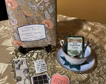 Set de regalo de taza de té vintage y libro: Ficción