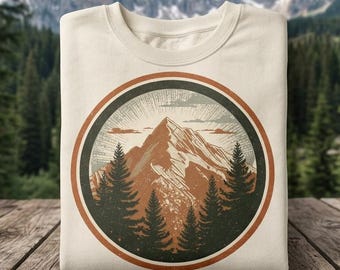 Montagna retrò PNG, Natura vintage PNG, Clipart paesaggio montano, Avventura all'aperto PNG, Design vintage effetto invecchiato, Download immediato