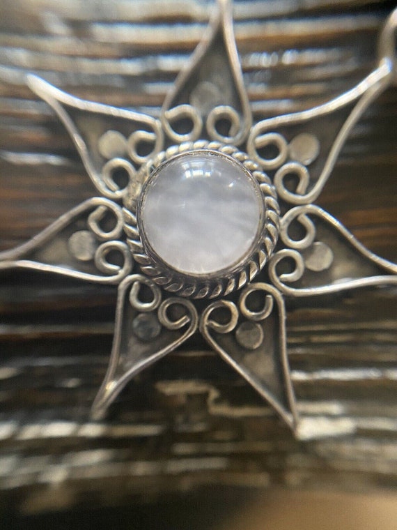 Star Pendant with White Opal Sterling Silver 925 w