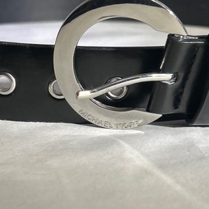 Michael Kors Belt Black with Silver Buckle Logo 44 inches