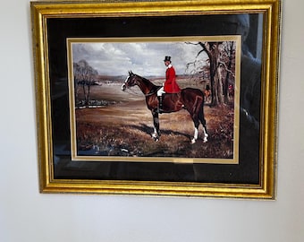 Vintage Framed Equestrian Art - Sir Alfred Munnings "The Hunter" - Custom Framed by Butler Gallery Hunt Valley - English Country House Decor
