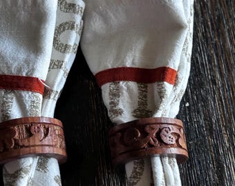 Servilletas de cena vintage color marfil con diseño geométrico (4 unidades)