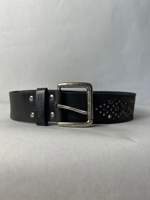 Vintage Calvin Klein Belt Leather Large Black Distressed 