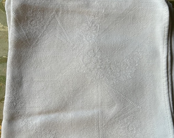Vintage Leinen Servietten 5er Set Weiß Ivory Weiches Leinen