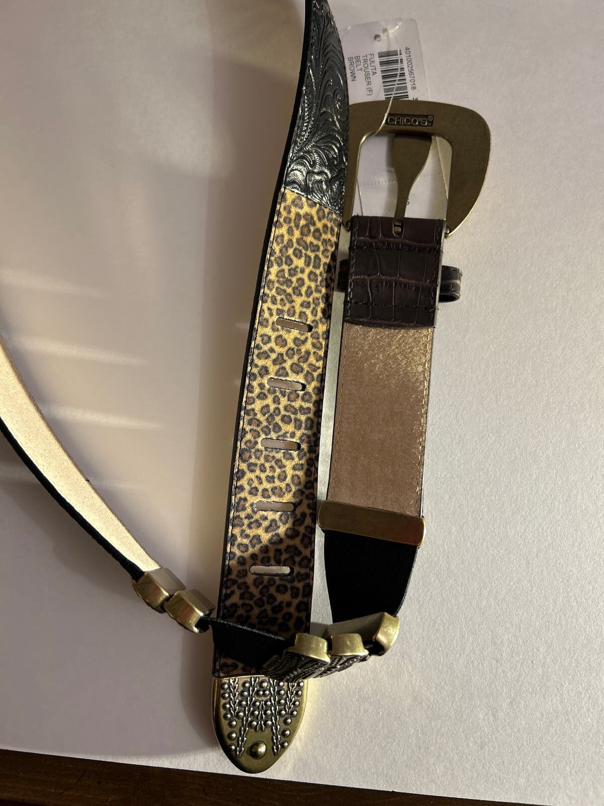 Chicos Genuine Leather Belt Number 79984 Leopard Print 