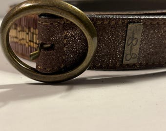 Wide Bronze Leather Vintage Coldwater Creek Belt With Loop  display picture 1