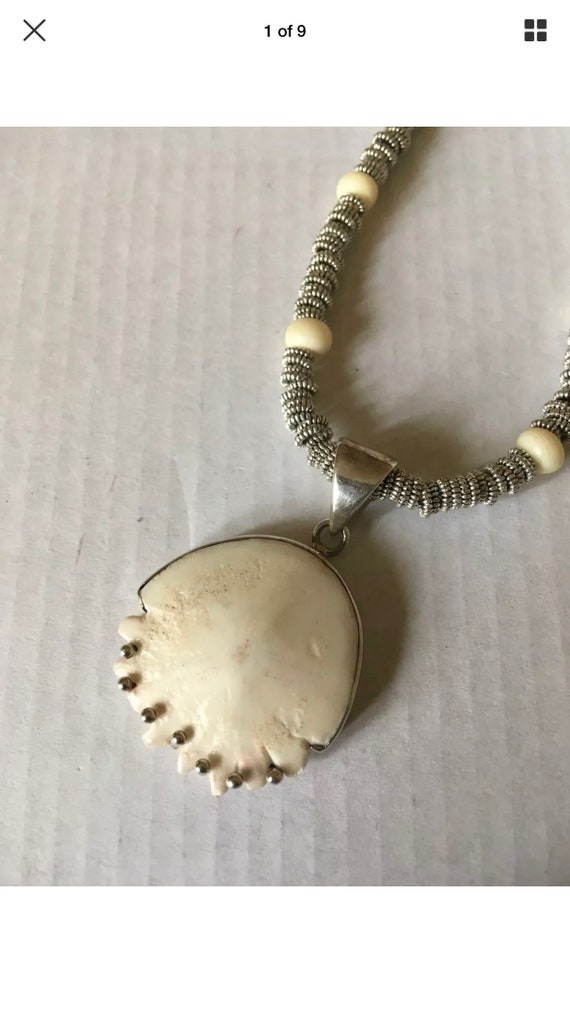 Sterling Silver Brutalist Modernist Necklace with 