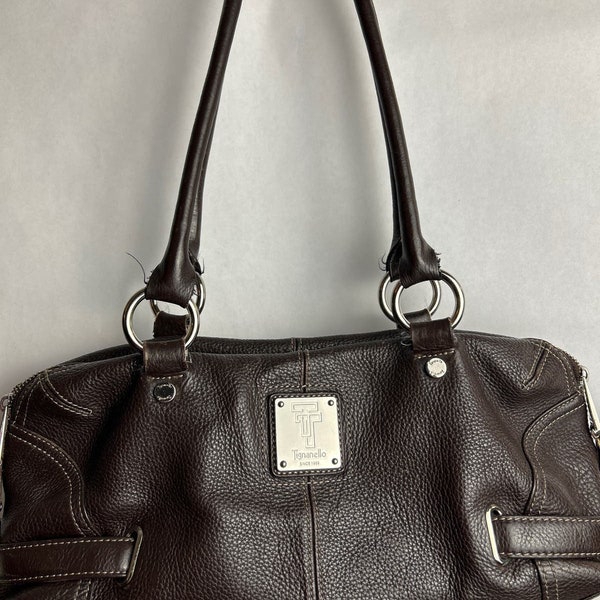 Tignanello Handbag Purse Y2K baguette brown leather