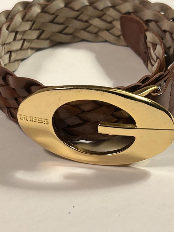 Vintage Guess Belt Brown Woven Gold Buckle Small - Etsy display picture 2