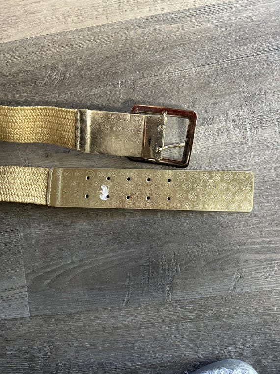 Michael Kors XL Belt Woven Beige and Gold Broad Belt Large  display picture 1