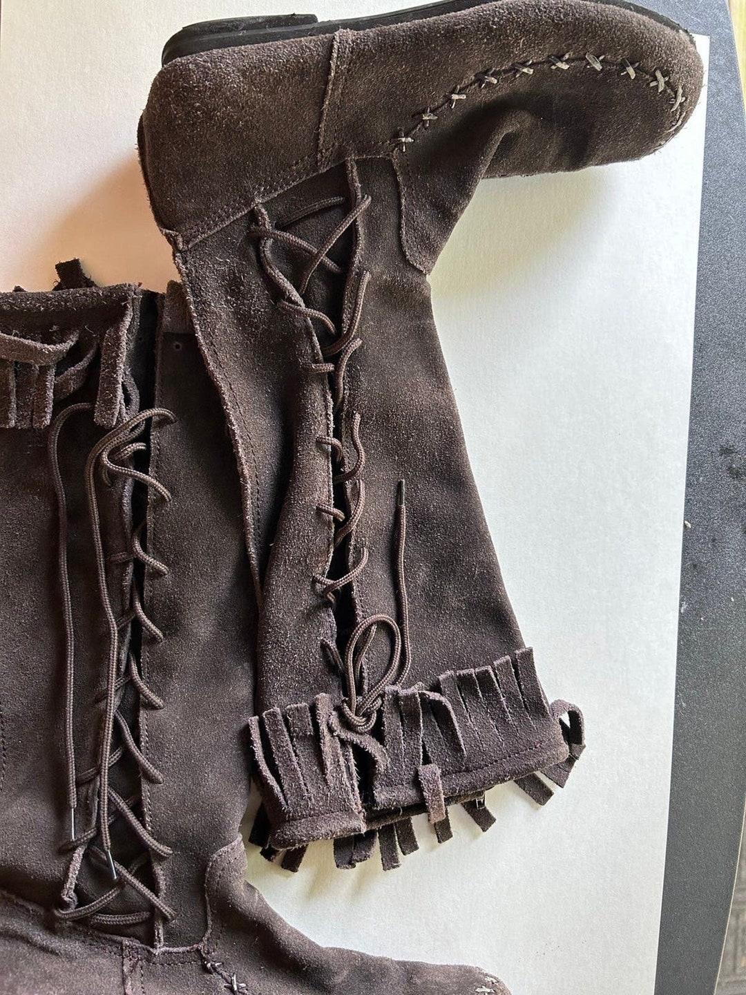 krafty honey brown suede leather knee high boots