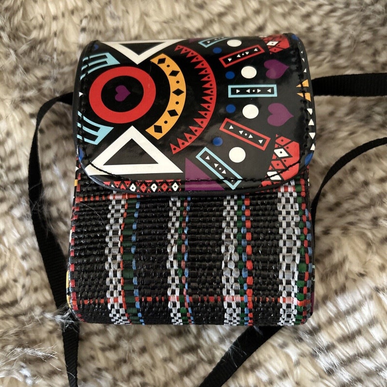 Kameratasche Crossbody Bag Geldbörse geometrisch bunt grafisch gewebt Bild 4