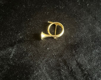 Vintage Gold Ton Waldhorn Musikinstrument Brosche Pin