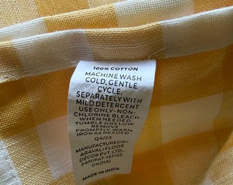 Vintage Karo Tischdecke buttergelb-weiss 62x84