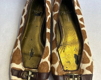 Animal skin flat shoes peep toe Linea Paolo size 10 y2k 2000s