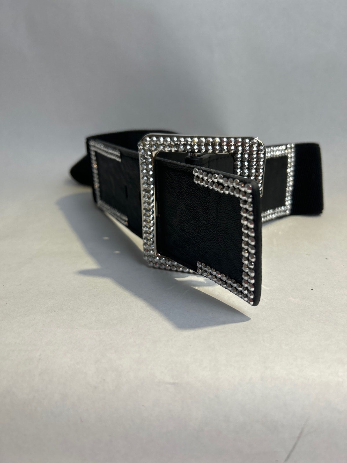 3338 Wide Elastic Stretch Vintage Antique Retro Buckle Belt (black Black & Silver Wide Elastic Vintage Belt / Size Medium  main image 2