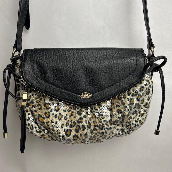 Sac à main Juicy Couture Crossbody Bag, noir et imprimé léopard avec paillettes