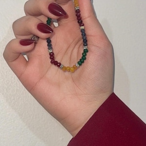 25 Carat Multi Gemstone Bracelet | Ruby Sapphire Emerald Yellow Sapphire | Handmade