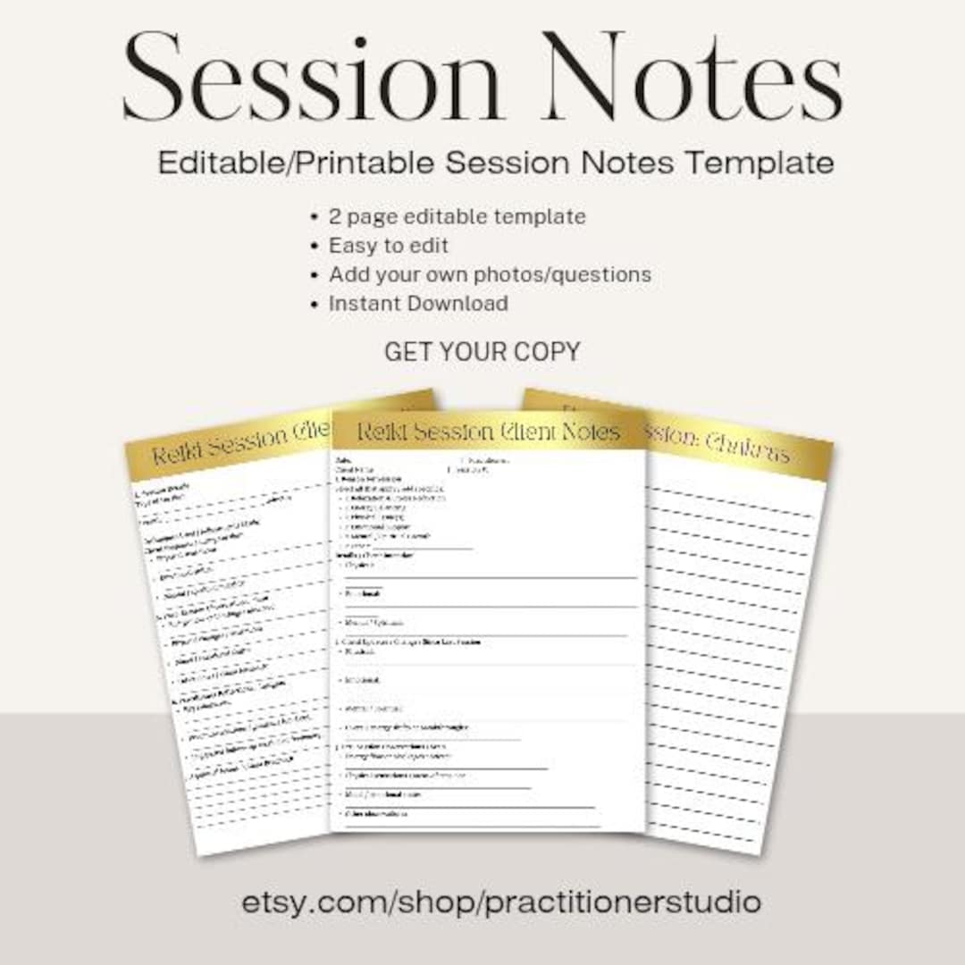 Client Session Notes Template | Energy Healing, Holistic Practitioner ...