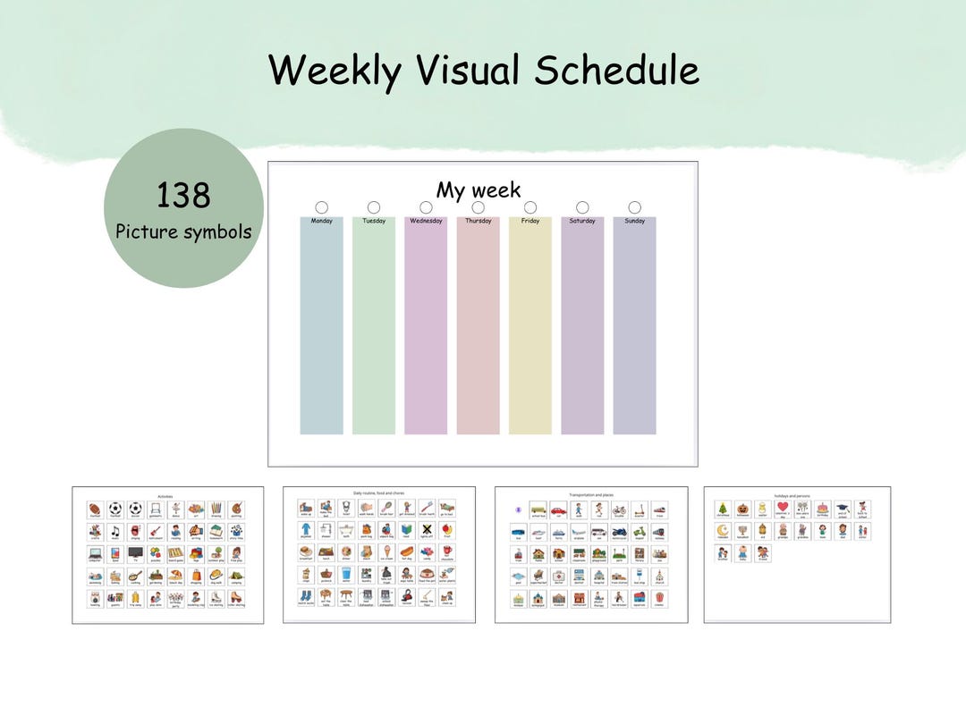 Weekly Visual Schedule for Kids | Printable Daily Routine Chart ...