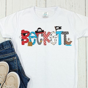 Personalized Pirate Name Shirt -Custom Girl Tee- Name Kids Shirt - Cute Treasure chest Shirt- Pirate Birthday Toddler Shirt