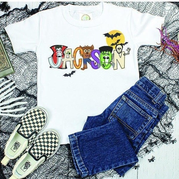 Personalized Monster Mash Halloween Shirt - Custom Boy Tee - Custom Girl Tee- Frankenstein Shirt - Vampire Shirt- Funny Toddler Shirt