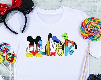 Personalized Vacation Character Name Shirt -Custom Girl Tee- Name Kids Shirt - Custom Boy Shirt- Monogram Mouse Shirt