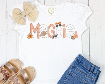Personalized Faux Applique Tennessee Name Shirt -  Custom Boy Girl Tee- Name Kids Shirt - Cute Football  Shirt