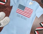 Custom Flag Romper/ Patriotic Toddler Romper/  Personalized Fourth of July Outfit