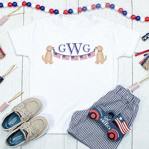 Personalized Fourth of July Monogram Dog Shirt - Custom Boy Tee - Custom Girl Tee- Name Kids Shirt - Summer Name Toddler Shirt