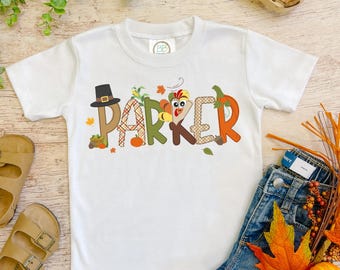 Personalized Thanksgiving Turkey Shirt - Custom Name Fall Tee