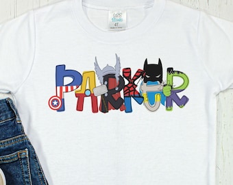 Personalized Superhero Name Shirt - Custom Boy Tee - Custom Girl Tee- Superhero Birthday Shirt - Birthday Name Toddler Shirt