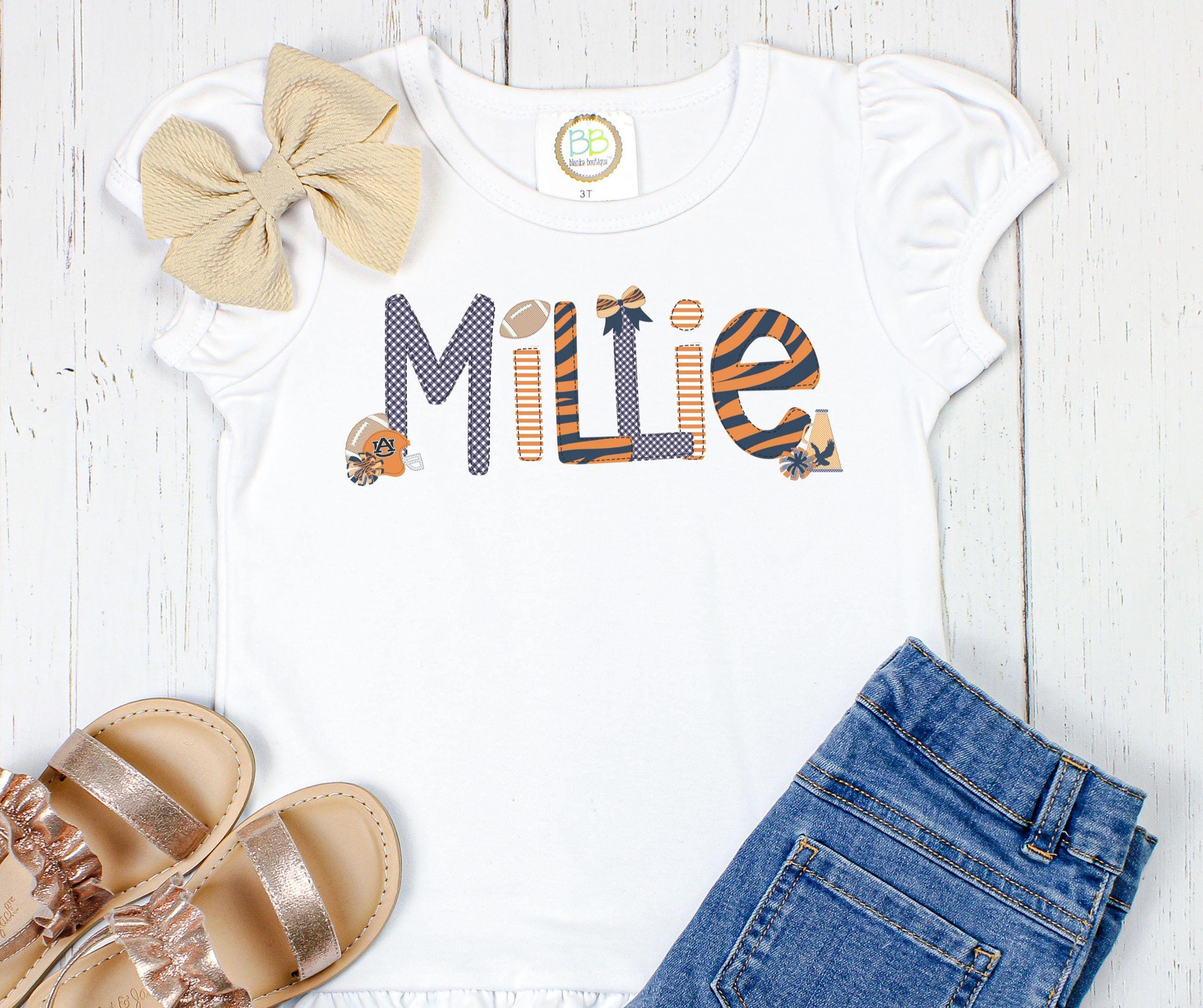 Personalized Faux Applique Alabama Tiger Name Shirt -  Custom Boy Girl Tee- Eagle Kids Shirt - Cute Football  Shirt