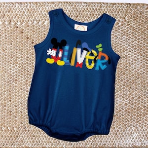 Personalized Summer Character Bubble Outfit/Personalized Bubble/Baby Shower Gift/Baby Toddler Bubble with Name/Custom Mouse Romper