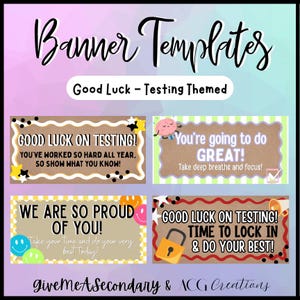Banner Templates- Canva- Good Luck Testing Themed