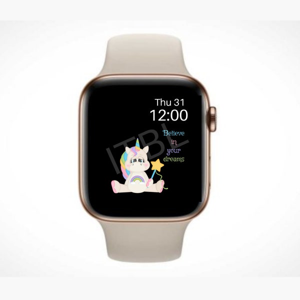 Unicorn watch face apple wallpaper digital download