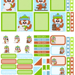 Snow Fox Foxy Winter planner sticker kit
