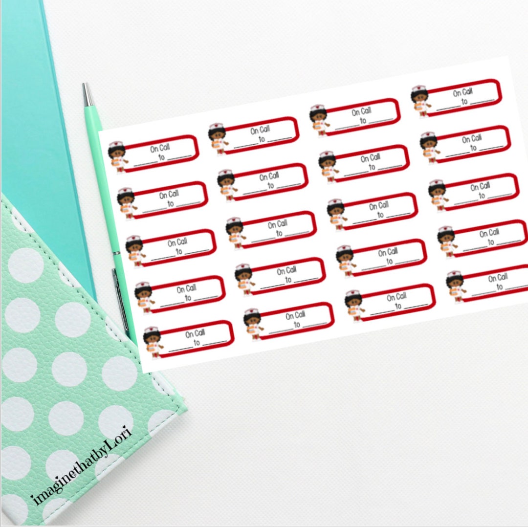 Nurse on Call Schedule Planner Stickers AA African American Etsy